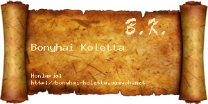 Bonyhai Koletta névjegykártya